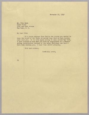 [Letter from I. H. Kempner to Otto Marx, November 25, 1949]