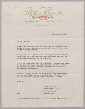 [Letter from Millner Bros., Inc. to I. H. Kempner, November 25, 1949]