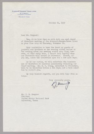 [Letter from R. J. Morfa to I. H. Kempner, October 24, 1949]