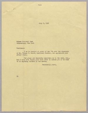 [Letter from I. H. Kempner to Mohawk National Bank, July 9, 1949]