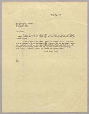 [Letter from I. H. Kempner to McNeill Motor Company, July 8, 1949]