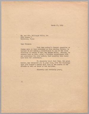 [Letter from I. H. Kempner to Mr. and Mrs. Ballinger Mills, Jr., March 17, 1949]