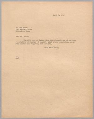[Letter from Isaac Herbert Kempner to Sam Maceo, March 9, 1949]