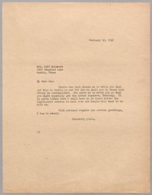 [Letter from I. H. Kempner to Mrs. May McLemore, February 16, 1949]