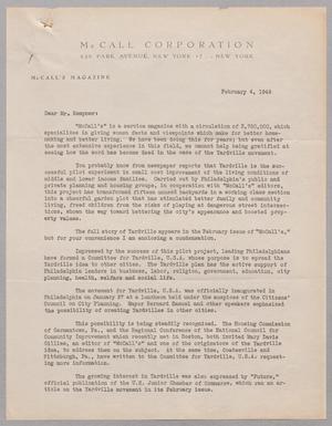 [Letter from McCall's to I. H. Kempner, February 4, 1949]