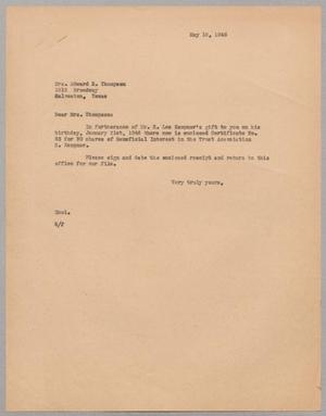 [Letter from R. I. Mehan to Mrs. Edward R. Thompson, May 18,1946]