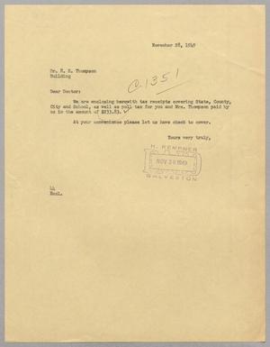 [Letter from A. H. Blackshear, Jr. to Dr. E. R. Thompson, November 28, 1949]