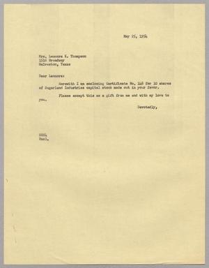 [Letter from S. E. Kempner to Mrs. Leonora K. Thompson, May 25, 1954]