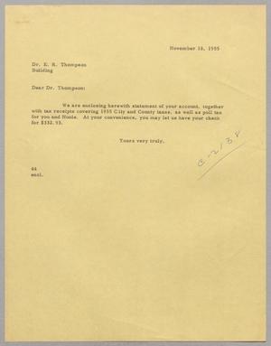 [Letter from A. H. Blackshear, Jr. to Dr. E. R. Thompson, November 18, 1955]