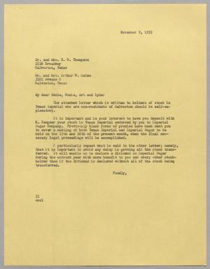 [Letter from I. H. Kempner to Dr. and Mrs. E. R. Thompson, and Mr. and Mrs. Arthur W. Quinn, November 9, 1955]