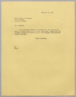 Primary view of object titled '[Letter from A. H. Blackshear, Jr. to Mrs. Leonora K. Thompson, February 24, 1955]'.