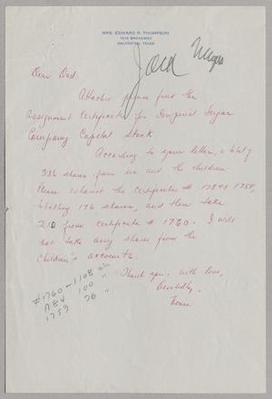 [Handwritten Letter from Mrs. Edward R. Thompson to I. H. Kempner, 1956]