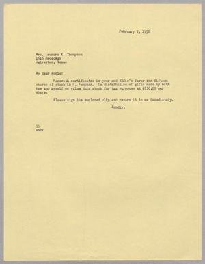 [Letter from I. H. Kempner to Mrs. Leonora K. Thompson, February 2, 1956]