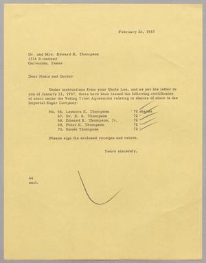 [Letter from A. H. Blackshear, Jr. to Dr. and Mrs. E. R. Thompson, February 26, 1957]