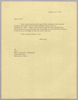 [Letter from A. H. Blackshear, Jr. to Mrs. Edward R. Thompson, January 17, 1957]