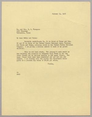 [Letter from I. H. Kempner to Dr. and Mrs. E. R. Thompson, January 14, 1957]