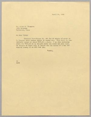 [Letter from I. H. Kempner to Peter K. Thompson, April 30, 1960]