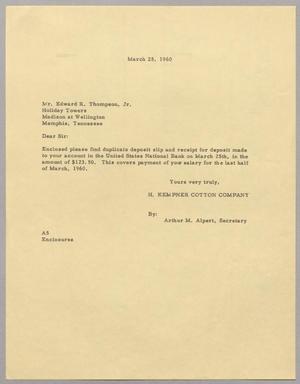 [Letter from Arthur M. Alpert to Edward R. Thompson, Jr., March 25, 1960]
