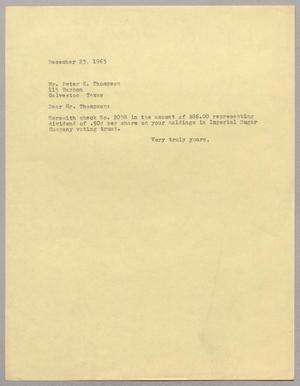 [Letter from T. E. Taylor to Peter K. Thompson, December 23, 1963]