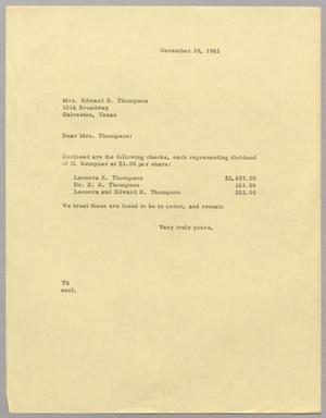 [Letter from T. E. Taylor to Mrs. Edward R. Thompson, December 10, 1963]