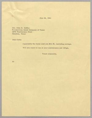 [Letter from Harris Leon Kempner to John B. Coffee, July 26, 1963]