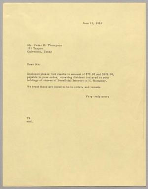 [Letter from T. E. Taylor to Peter K. Thompson, June 12, 1963]