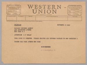 [Telegram from A. H. Blackshear Jr. to Railway Express Agency, November 2, 1949]