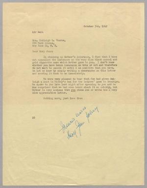 [Letter from D. W. Kempner to Mrs. Oakleigh L. Thorne, October 5, 1949]