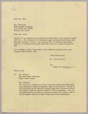 [Letter from Edward R. Thompson, Jr. to Mr. Ned Scott, June 30, 1964]
