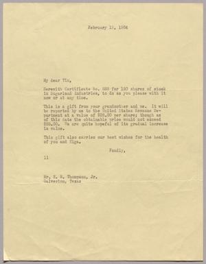 [Letter from I. H. Kempner to Mr. E. R. Thompson, Jr., February 19, 1964]