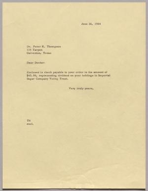 [Letter from T. E. Taylor to Peter K. Thompson, June 26, 1964]