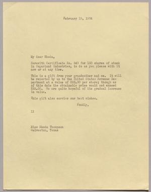 [Letter from I. H. Kempner to Rhoda Thompson, February 19, 1964]