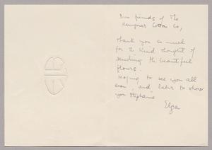[Handwritten Letter from Elga Thompson Barbengo to Kempner Cotton Company, 1965]