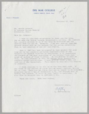 Primary view of object titled '[Letter from L. Tuffly Ellis to Harris Kempner, February 15, 1965]'.