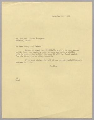 [Letter from I. H. Kempner to Dr. and Mrs. Peter Thompson, December 23, 1965]