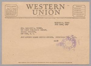 [Telegram from Daniel W. Kempner to Mary Jean Thorne, July 11, 1949]