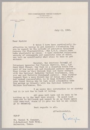 [Letter from Mr. Oakleigh L. Thorne to D. W. Kempner, July 25, 1949]