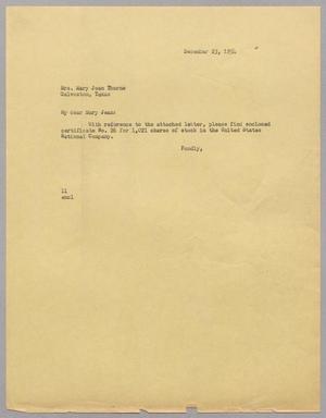 [Letter from Isaac Herbert Kempner to Mary Jean Thorne, December 23, 1954]