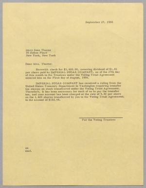 [Letter from A. H. Blackshear, Jr. to Mary Jean Thorne, September 27, 1956]