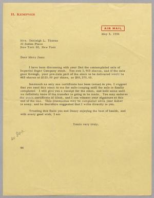 [Letter from A. H. Blackshear, Jr. to Mrs. Oakleigh L. Thorne, May 3, 1956]