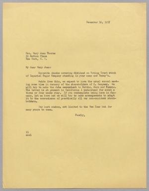 [Letter from I. H. Kempner to Mrs. Mary Jean Thorne, December 16, 1957]