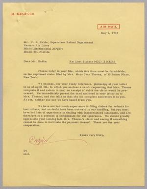 [Letter from T. E. Taylor to Mr. W. S. Kable, May 9, 1957]