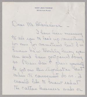 [Handwritten Letter from Mary Jean Throne to A. H. Blackshear, Jr., February, 1957]