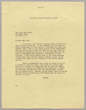 [Letter from I. H. Kempner to Mary Jean Thorne, February 5, 1957]