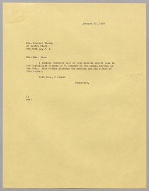 [Letter from I. H. Kempner to Mrs. Kempner Thorne, January 22, 1959]