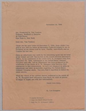 [Letter from Robert Lee Kempner to Mr. Frederick R. Van Vechten, November 10, 1960]