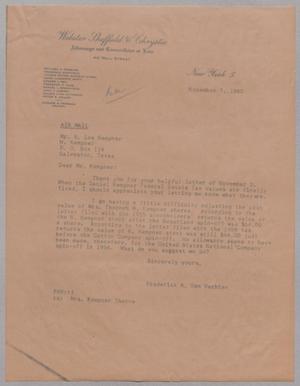 [Letter from Frederick R. Van Vechten to R. Lee Kempner, November 7, 1960]