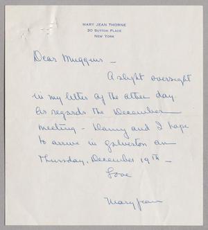[Handwritten Letter from Mary Jean Thorne to I. H. Kempner, September, 1963]