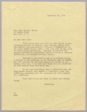 [Letter from I. H. Kempner to Mrs. Mary Kempner  Thorne, September 19, 1963]