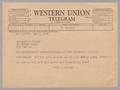 Letter: [Telegram from I. H. and Henrietta Kempner to Mary K. Thorne. January…